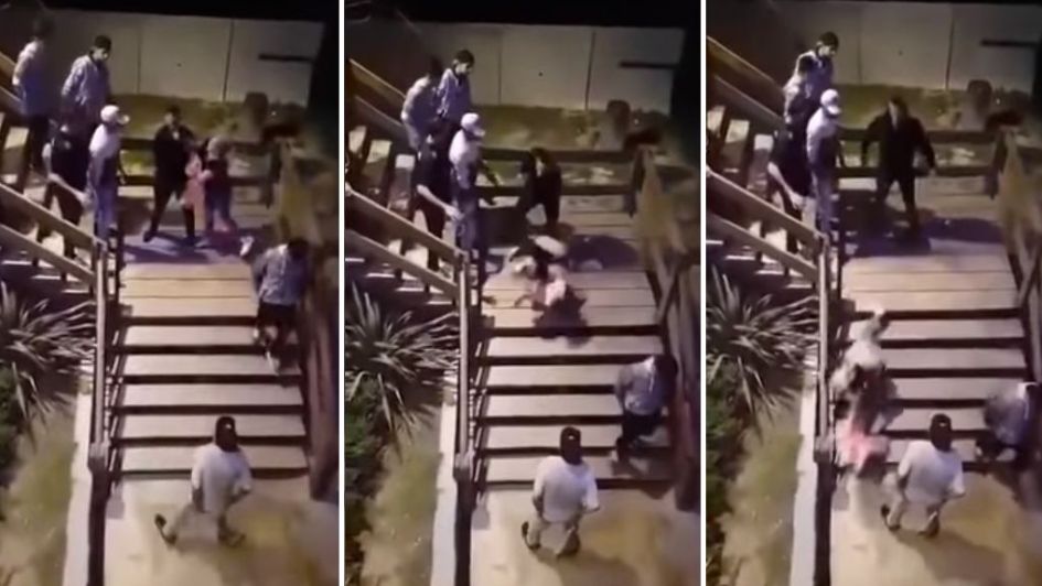 Video: patovica tiró a una mujer y le fracturó la pierna