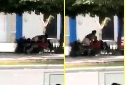 Los filmaron teniendo intimidad en una placita