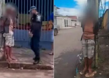 Abusó de una mujer, sus vecinos lo atraparon y lo ataron a un poste