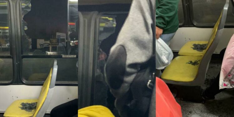 Terror en el ingreso a Caucete: atacan a piedrazos a colectivos y autos para robarles