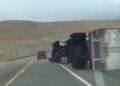 Videos: el fuerte viento causó estragos y hasta volcó un camión en Chubut