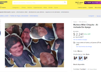 Furor por el muñeco-almohada de Milei que se vende en Mercado Libre