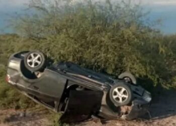 Dos jóvenes viajaban a San Juan, se les cruzó una cabra y de milagro, no perdieron la vida