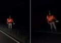 Video: Una pareja se cruzó con un “fantasma” sin rostro en medio de la ruta