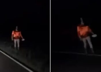 Video: Una pareja se cruzó con un “fantasma” sin rostro en medio de la ruta