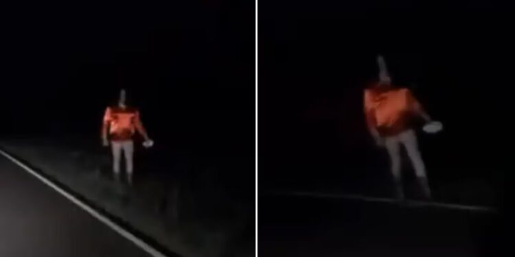 Video: Una pareja se cruzó con un “fantasma” sin rostro en medio de la ruta