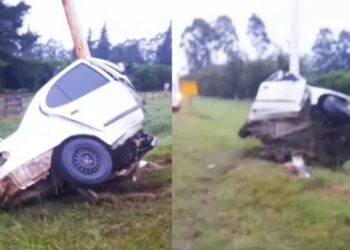Murió tras chocar con un poste en la ruta y partir el auto a la mitad