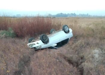 Espectacular vuelco cerca de Media Agua por un caballo en la ruta