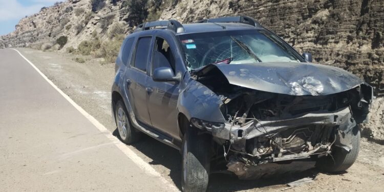 Conductor sale ileso tras esquivar a un guanaco y chocar con un cerro en Valle Fértil