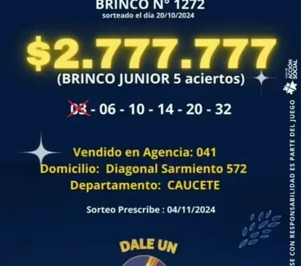 Nuevo millonario en San Juan: Apostador caucetero acierta y se lleva el Brinco Junior