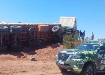Camión pierde el control y vuelca en Caucete: el conductor de 22 años resultó ileso