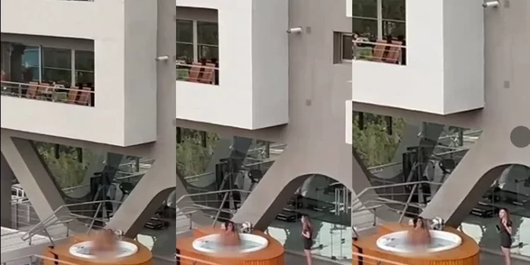 VIDEO: Una pareja protagonizó una escena hot en un espacio público de un edificio
