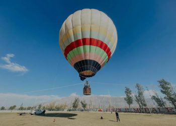 Un globo surcó el cielo de Pocito y anunció lo que se viene