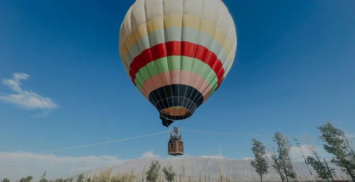 Un globo surcó el cielo de Pocito y anunció lo que se viene