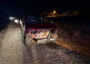 Ruta 20: Conocido comerciante chocó con animales sueltos y destrozó su camioneta