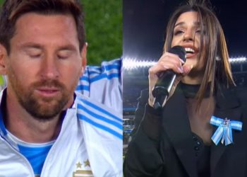 Euge Quevedo cantó el Himno y a Messi se le cayeron unas lágrimas