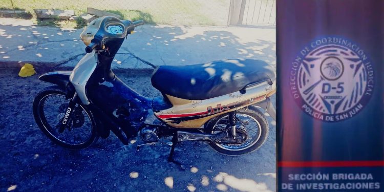 Recuperaron en Rawson una moto robada tras un operativo en Villa Hipódromo