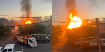 Impactante incendio: explota un depósito de garrafas y genera pánico entre vecinos