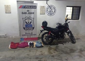 Operativo policial en Caucete: hallaron una moto robada cerca de la Ruta 141