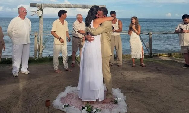 Boda soñada en Brasil: empresario sanjuanino y una influencer sellaron su amor en una playa paradisíaca
