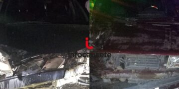 Choque en plena oscuridad: dos autos colisionaron en una calle de Caucete