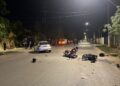 Violento choque en Rawson: tres motociclistas terminaron gravemente heridos