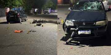 Violento choque entre un auto y una moto dejó a un motociclista en grave estado