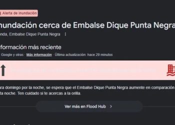 Google emitió una alerta por inundaciones en el Dique Punta Negra
