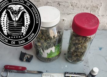 Detuvieron a cuatro hombres por disturbios: secuestraron droga y un arma blanca